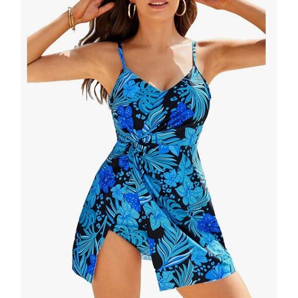 Grace Karin V-neck Tummy Control One Piece Swimdress Swimsuit NWT Size M - Picture 1 of 10